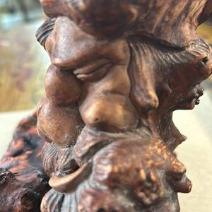 Vintage early 20th century boxwood hand carved candle holder